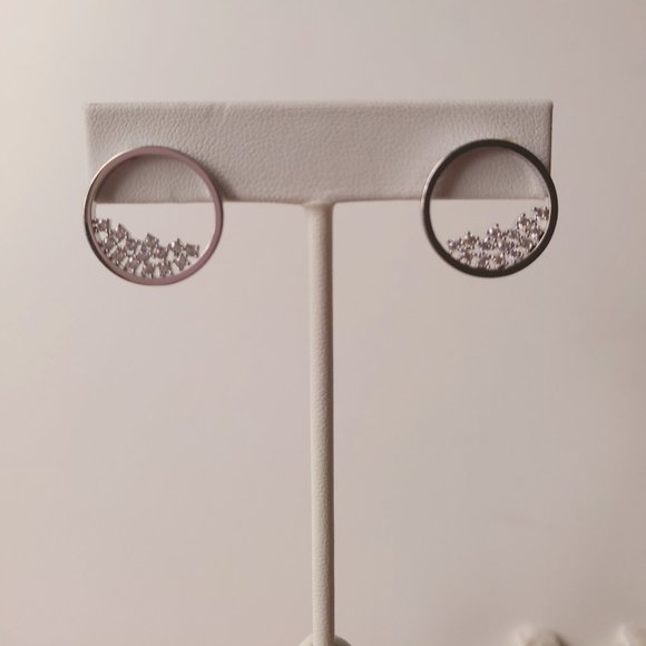 Round "floating" stones Earrings silver plated - Picture 2 of 9